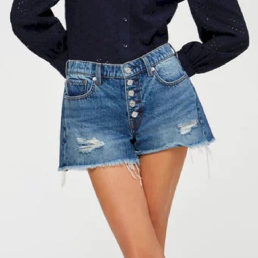 7 for all Mankind MONROE CUT-OFF SHORT Blue Denim Size 32 NEW MSRP $148